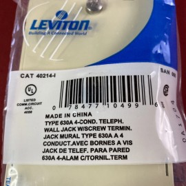 Leviton (40214-I) Ivory Phone Jack Mounting Plate Wall Mount Type 630A