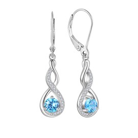 Starchenie Infinity Dangle Earrings Sterling Silver Twisted Leverback Earring Created Aquamarine Jewelry for Women