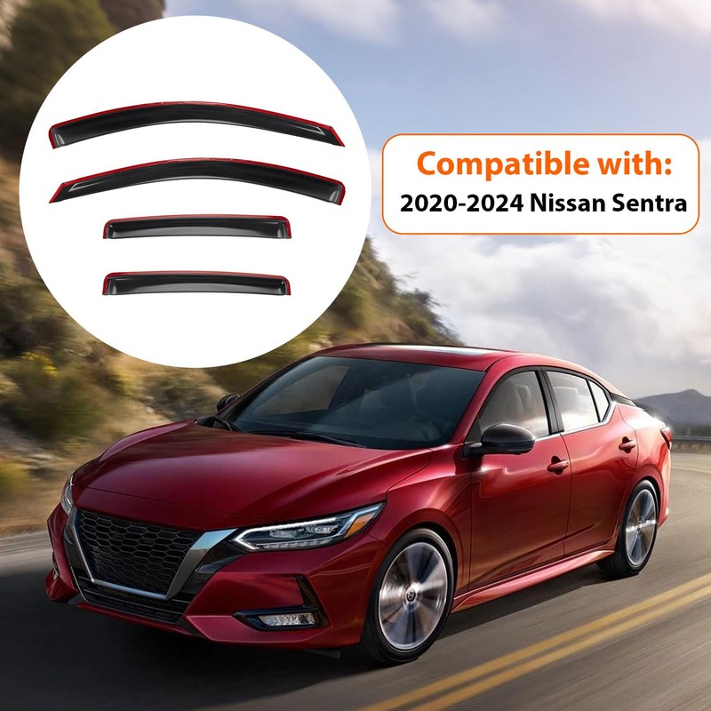 Rain Guards Compatible with 2020-2025 Nissan Sentra,Tape-On Side Window Visor