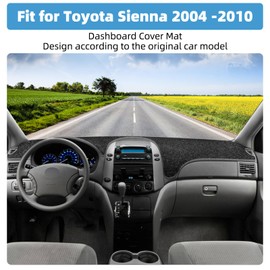 Dash Cover Mat for Toyota Sienna 2004 2005 2006 2007 2008 2009 2010 Non-Slip Dashboard Cover Mat Sunshade UV Rays Protector Interior Accessories