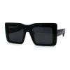 SA106 Womens Mod Thick Plastic Rectangle Sunglasses - Shiny Black