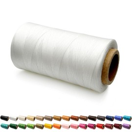 Flat Waxed Thread for Leather Sewing Wax String Polyester Cord Craft Stitching Bag Bookbinding Sail Bracelet Braid Jewelry DIY (1.2mm 300D, White)