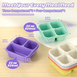 7 Pack Meal Prep Containers, 4+3 Compartment Bento Snack Boxes, Easy-to-Clean, Reusable Divided Lunch Box Containers for Adults, Kids, Toddlers, Travel, Work, School