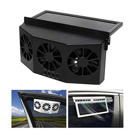 Solar Window Ventilation Exhaust Fan, Riloer Solar Car Ventilation Exhaust Fan Dispel Odor, Black/White