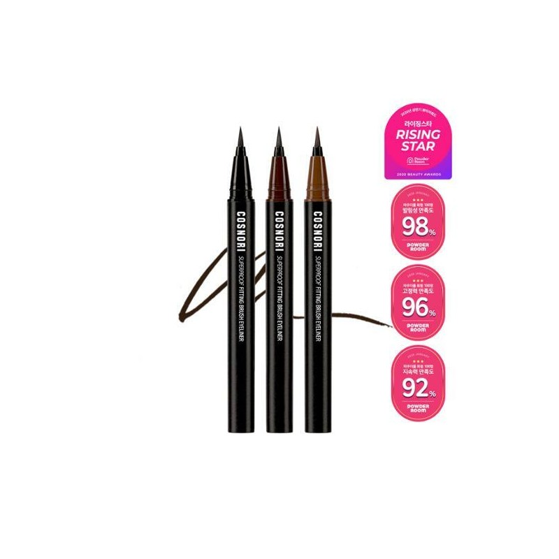COSNORI Super Proof Fitting Brush Eyeliner - #01 Black