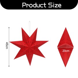 Paper Stars Christmas Decoration, Folding Star Christmas, 7 Pointed Paper Star Decoration, Red Christmas Star for Hanging, 45 cm Paper Folding Stars Suitable for Christmas, Wedding, Birthday, Table