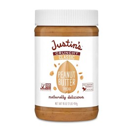 Justin's Crunchy Classic Peanut Butter 16oz. Jar, Gluten Free, Non-GMO, Responsibly Sourced