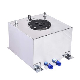 5 Gallon Fuel Cell Aluminum Fuel Tank 20L Universal Racing Street Drift Strip Fuel Gas Tank with Level Sensor - Silver