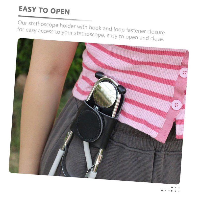 MAGICLULU 2pcs Stethoscope Holder for Scrubs PU Stethoscope Hip Holder