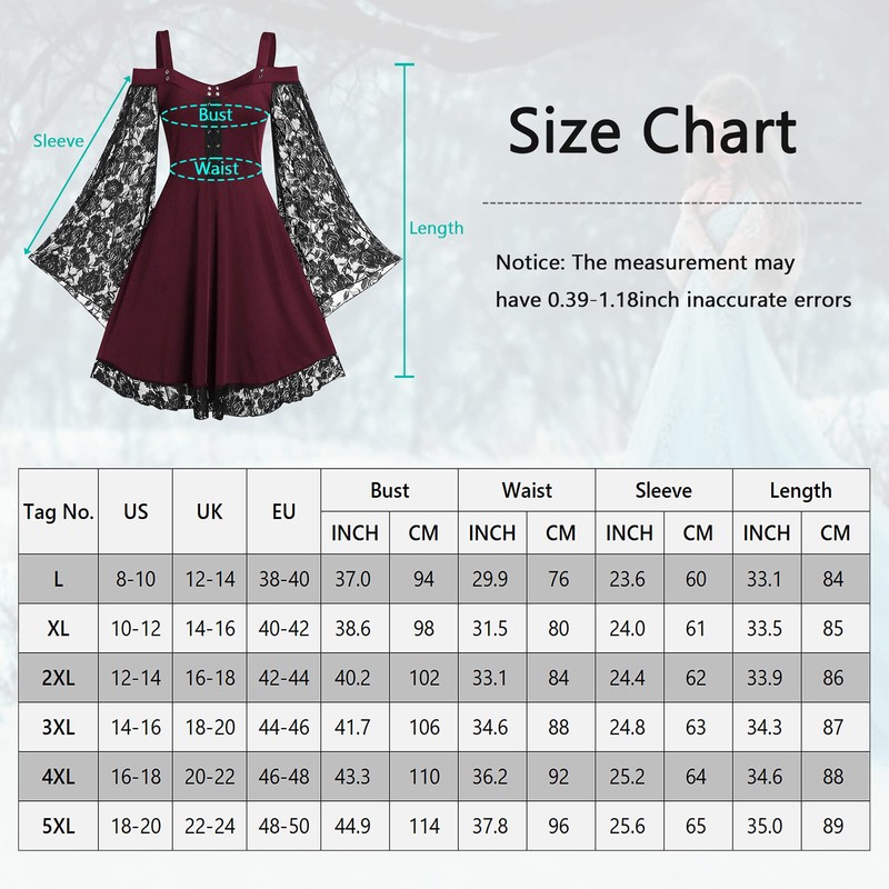 Vestido gótico, talla grande, disfraz renacentista medieval, disfraz de bruja