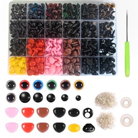 Safety Eyes and Noses for Amigurumi, Stuffed Crochet Eyes with Washers, Craft Doll Eyes and Nose for Teddy Bear, Crochet Toy, Stuffed Doll and Plush Animal (Various Sizes) - 1040Pcs