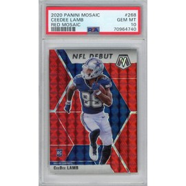 Graded 2020 Panini Mosaic CeeDee Lamb #268 Red Mosaic Rookie RC Football Card PSA 10 Gem Mint