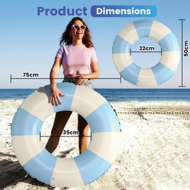 Inflatable Pool Ring | Durable PVC Swim Rings for Kids, Teens, and Adults | Premium Quality | Eco-Friendly | Blow-Up Swimming Pool Rings for Summer Fun (Blue, Small)