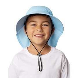 Solbari Unisex Kids' Playtime Sun Hat UPF 50+, Lightweight, Breathable Water-Resistant UV Protection with Legionnaire Neck Cover & Adjustable Chin Strap (3-9 Years Old) - Horizon Blue - One Size