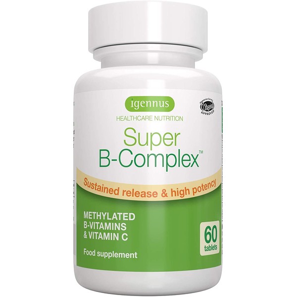 Super B-Complex – Methylated Sustained Release B Complex & Vitamin C, Folate & Methylcobalamin, Vegan, 60 Small Tablets