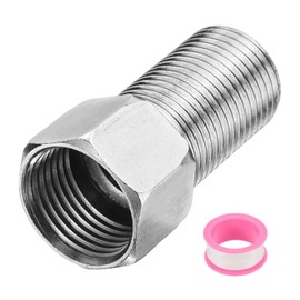 sourcing map Stainless Steel Pipe Fitting, G1/2" Male x G1/2" Female Stainless Steel Hex Nipple Pipe Fitting Connector Pipe Fitting Adapter with PTFE Tape (Length 50mm/2", Silver Tone)