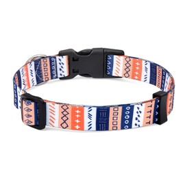 Mihqy Dog Collar, Adjustable, Soft and Comfortable Dog Collar, Bohemian, Flowers, Geometric, Tribal Design, for Small, Medium and Large Dogs (Colourful Symbols, S)