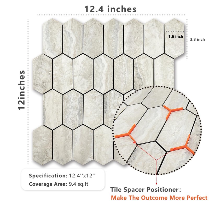 Vamos Tile Long Hexagon Peel and Stick Backsplash Tile -