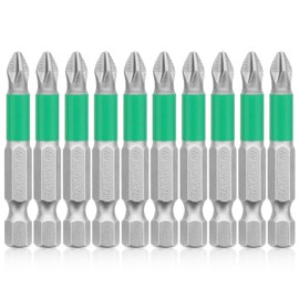 GrenPRO 10Pcs Magnetic Screwdriver Bits PH2 Phillips Bits Set,S2 Alloy Steel Anti-Slip Long Drill Bits,1/4 Inch Hex Shank,#2 Screw Head for Power Screwdriver Drill Toolkit,Length(50mm)