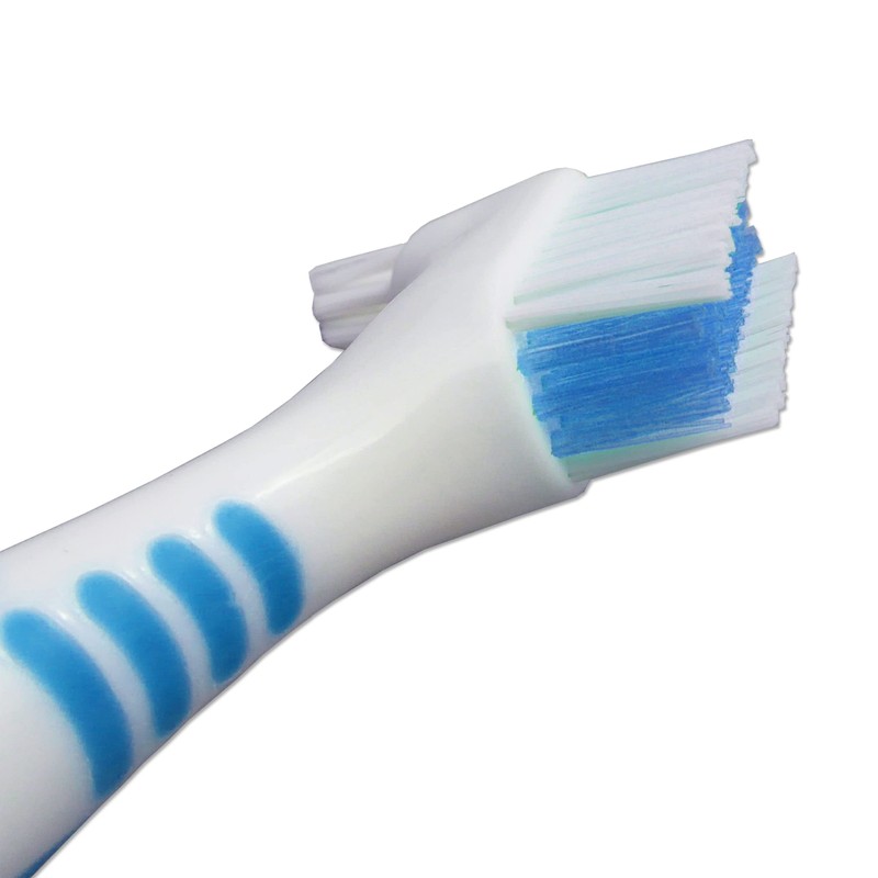 2 x Denture Brushes ~ Rubber Grips, Easy Hold Handle,