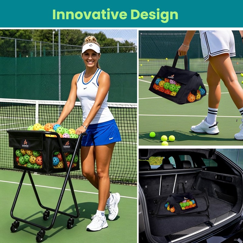 TurboStride Tennis & Pickleball Cart - 140 Ball Capacity Hopper