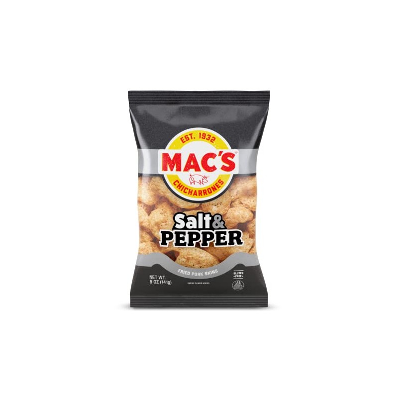 Mac's Salt & Pepper Pork Skins, 5 OZ (Pack of