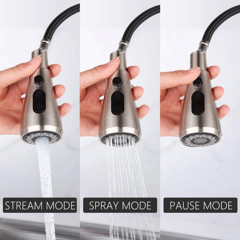 Single Handle Pull Down Kitchen Faucet, Stainless Steel Pull Out