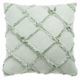 Safavieh Home Collection Ashlin Sage Green Trellis Fringe 18-inch Square Decorative Accent Throw Pillow (Insert Included) PLS6526H-1818, 19"x19"