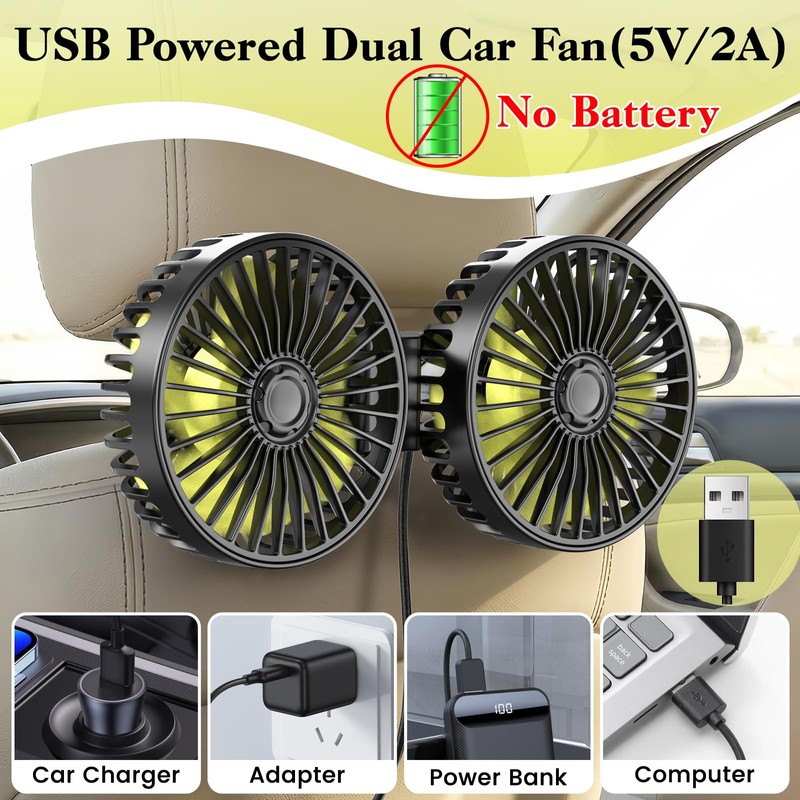 Dicross Backseat Fan for Car Backseat, Car Headrest Fan for