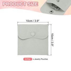 PATIKIL 4x4 Inch Jewelry Pouch, 8 Pcs Soft Velvet Pouches with Snap Button Portable Storage for Rings Necklace Bracelet Earring Watch, Grey