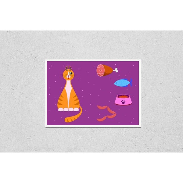 Wall Art Poster Print of Food for Cats and Pets.