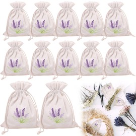 Forhandy Lavender Bags Empty, Pack of 12 Lavender Bags Empty with Drawstring Lavender Bags Scented Bags White Lavender Bags for Lavender, Spices and Herbs - 2 Large and 10 Small