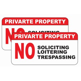 AK-Pack of -2 Private Property No Soliciting No Loitering No Trespassing Vinyl Deca Sticker l for Car | Laptop | Van | Trucks | Motorcycle | Bumper | Window Any Smooth Surface Size 5"x5" inch