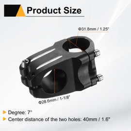 sourcing map 31.8mm Bike Stem 7 Degree 40mm Aluminum Alloy Bicycle Handlebar Stem with Hex Wrench for Mountain Road Bike BMX MTB Cycling, Black