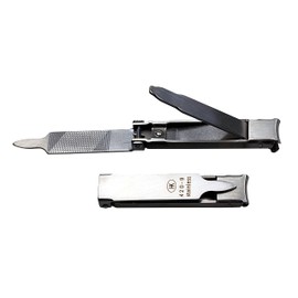 HK-Manicure Nail Clippers, 6 cm, flach, Stainless Steel, with Leather Sheath