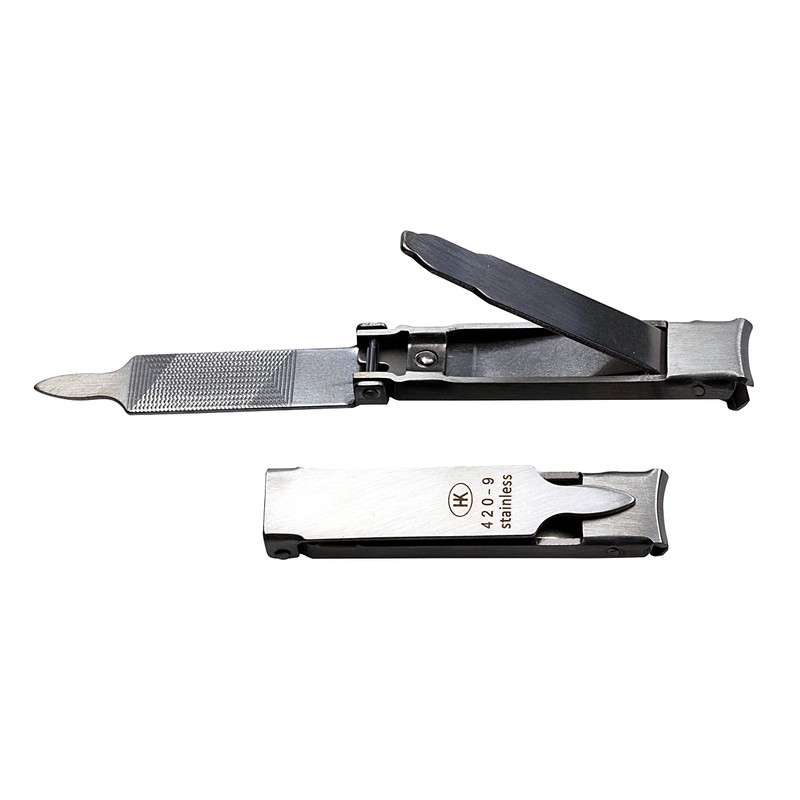 HK-Manicure Nail Clippers, 6 cm, flach, Stainless Steel, with Leather