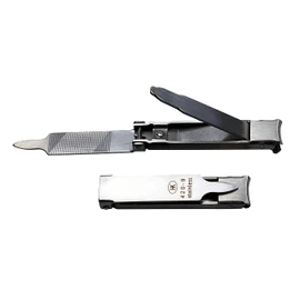 HK-Manicure Nail Clippers, 6 cm, flach, Stainless Steel, with Leather Sheath