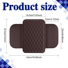 HEVLE Car Center Console Cover, PU Leather Armrest Pad Cover, Universal Waterproof Armrest Seat Box Cover Protector with 2 Storage Bags, Comfortable Car Interior Accessories for Car (Mocha Brown)