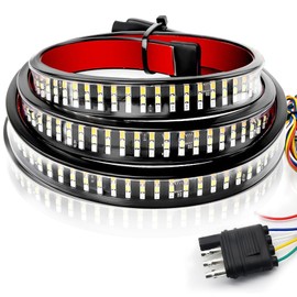 LIGBT 48Inch Tailgate Light Bar Triple Row 324 LED Strip with Red Running Brake Lights White Reverse Light Amber Turning Signal Lights, Tail Light bar for Pickup Trailer SUV RV Van