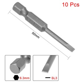 sourcing map 10 Pcs 3mm Slotted Tip Magnetic Flat Head Screwdriver Bits, 1/4 Inch Hex Shank 2-inch Length S2 Power Tool