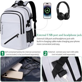FENGDONG Laptop Backpack with USB Charging and Headphone fits 17.3 Inch Laptop