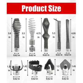 10-Piece Drain Snake Cutter and Auger Set Fits For RIDGID C8 5/8" Drain Snake Cable 62270