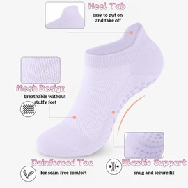 Yoga Pilates Socks with Grips for Women, Non Slip Yoga Socks for Barre, Ballet, Dance, Workouts Gym (CA/US, Alpha, One Size, Regular, Regular, B01-Black/White/Grey/Pink)