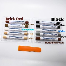 Furniture Repair Kit Wood Markers - Set of 10 - Markers and Wax Sticks with Sharpener Kit, for Stains, Scratches, Wood Floors, Tables, Desks, Carpenters, Bedposts, Touch Ups, and Cover Ups Easy Touch-Up & Cover-Up Solution - Color: 1PCS