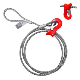 FITHOIST Single Leg Wire Rope Sling, 7.2T Steel Log Choker Cable Rigging 10FT, 3/8" Flemish Loop to Heavy-Duty Thimble with Sliding Choker, Heavy Duty Rigging Cable for Lifting and Towing