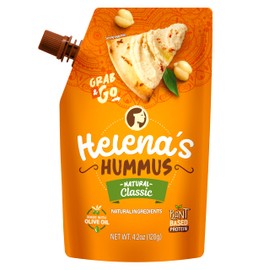 Helena Hummus (3-pack), Shelf-Stable, No Added Preservatives, 2 Natural Classic 4.23 oz and 1 Roasted Bell Pepper Hummus To-Go, 4.23 oz (1 Tripack)