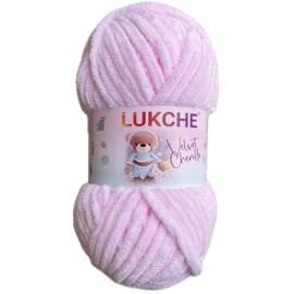 Velvet Chenille Blanket Amigurumi Chunky Soft Yarn for Crocheting and Knitting Super Bulky 100 gr (75.4 yds) (Baby Pink 1)