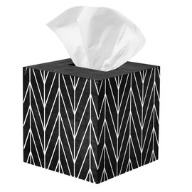 Ilyapa Wooden Tissue Box Cover, Black Wood Chevron Design - Modern Printed Wooden Tissue Holders