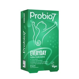 Probio 7 Probio7 Everyday Probiotics for Gut Health | 7 Live Strains, 4 Billion CFU, 2 Types of Natural Fibre | Daily Gut Health Support - 60 Capsules (2 Months Supply)