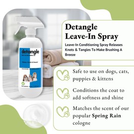 Detangle Pet Spray for Dogs, Cats, Puppies and Kittens 16 oz. | Leave-in Conditioner | Dog and Cat Detangling & Dematting Spray | Tangle Remover | Paraben-Free | Made in The USA